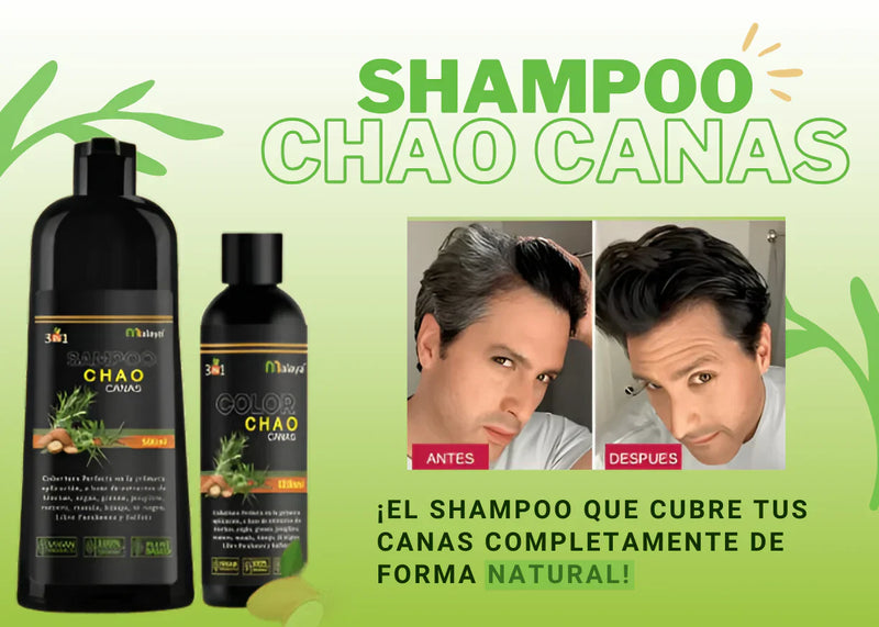 💥¡OFERTA EXCLUSIVA COMBO 2025 💥 CHAO CANAS 3 EN 1!💥 Shampoo Chao Canas 2025 +  Tratamiento Chao Canas  2025 | Recupera tu Color Natural, Rejuvenece tu Cabello y Olvídate de las Canas para Siempre ✨🛒